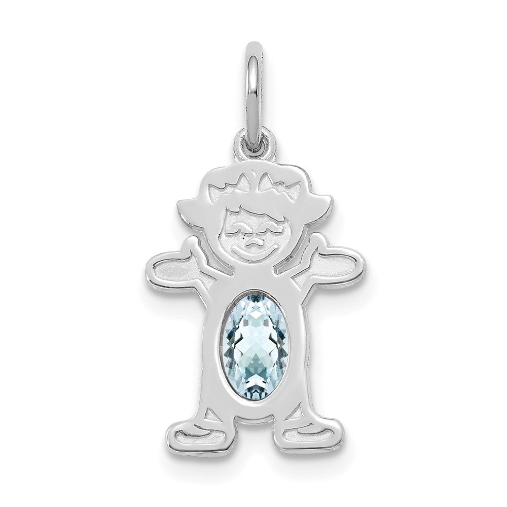 Girl Charm 6x4 Oval Genuine Aquamarine-March - WBC