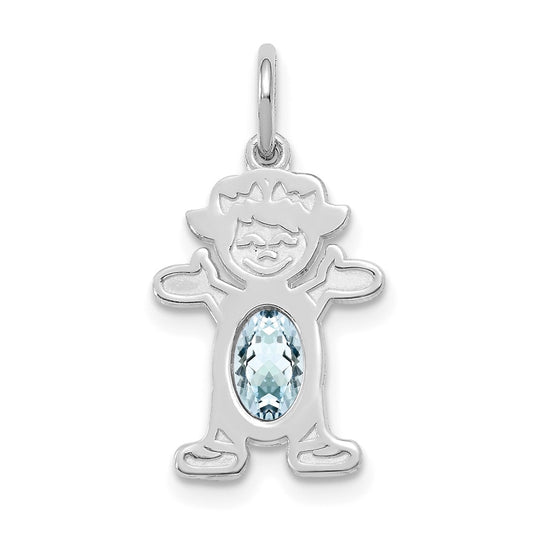 Girl Charm 6x4 Oval Genuine Aquamarine-March - WBC