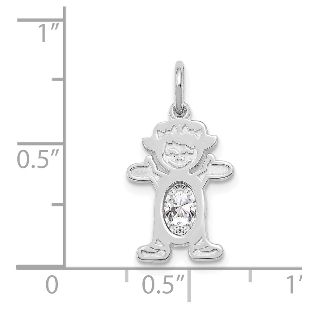 Girl Charm 6x4 Oval Genuine Topaz-April - WBC