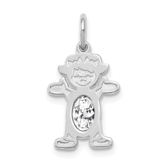 Girl Charm 6x4 Oval Genuine Topaz-April - WBC