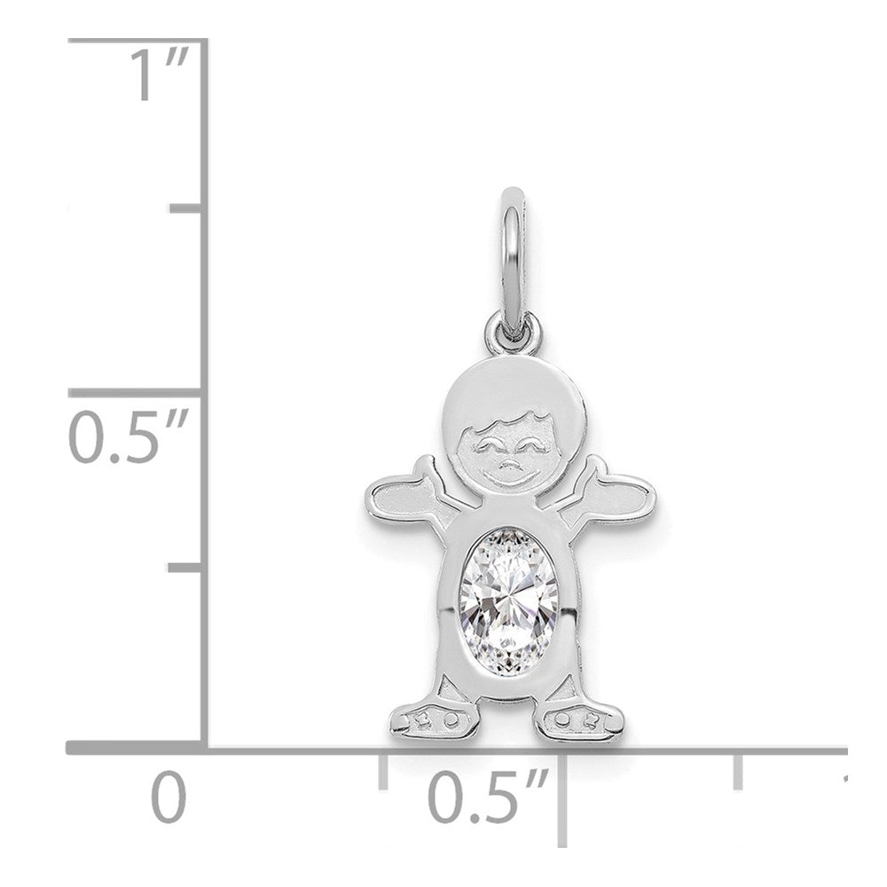 Boy Charm 6x4 Oval Genuine Topaz-April - WBC