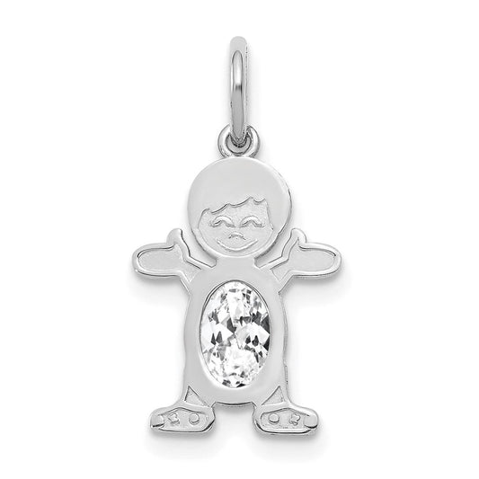 Boy Charm 6x4 Oval Genuine Topaz-April - WBC