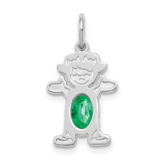 Girl Charm 6x4 Oval Genuine Emerald-May - WBC