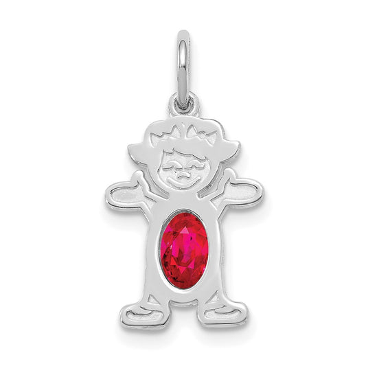 Girl Charm 6x4 Oval Genuine Ruby-July - WBC