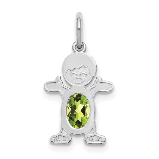 Boy Charm 6x4 Oval Genuine Peridot-August - WBC