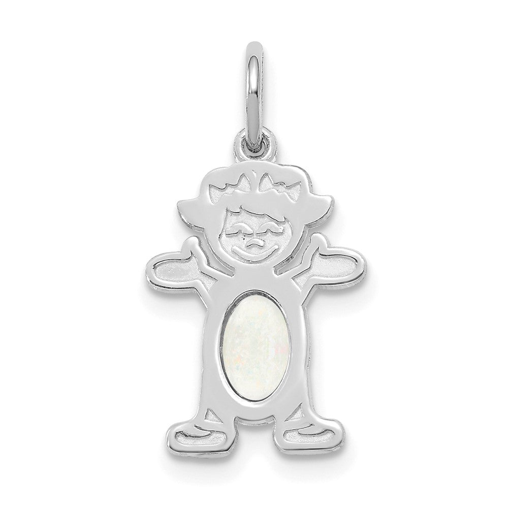 Girl Charm 6x4 Oval Genuine Opal-October - WBC