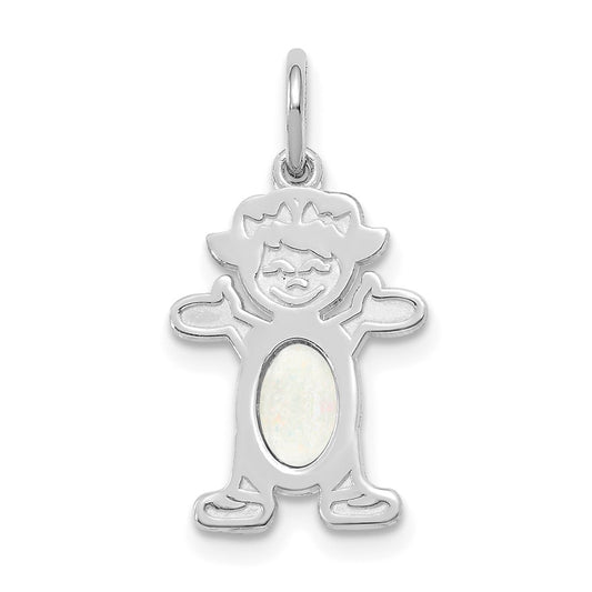 Girl Charm 6x4 Oval Genuine Opal-October - WBC