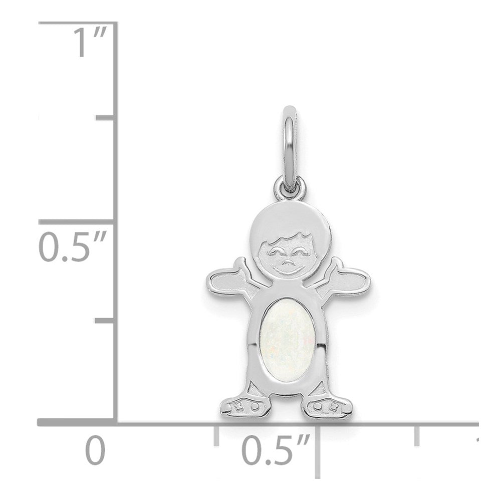 Boy Charm 6x4 Oval Genuine Opal-October - WBC