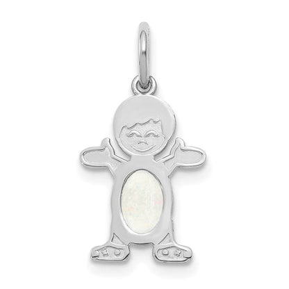 Boy Charm 6x4 Oval Genuine Opal-October - WBC