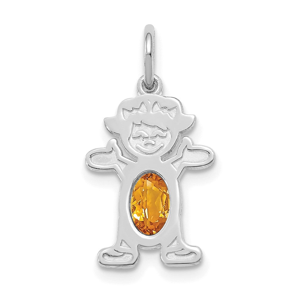 Girl Charm 6x4 Oval Genuine Citrine-November - WBC