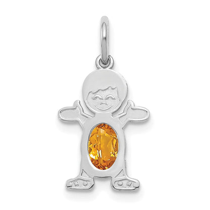 Boy Charm 6x4 Oval Genuine Citrine-November - WBC