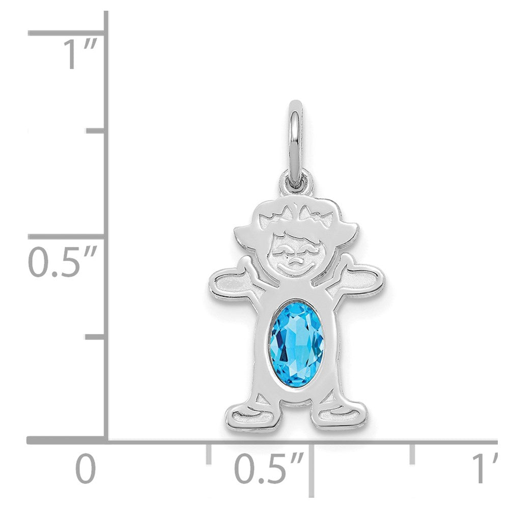 Girl Charm 6x4 Oval Genuine Blue Topaz-December - WBC
