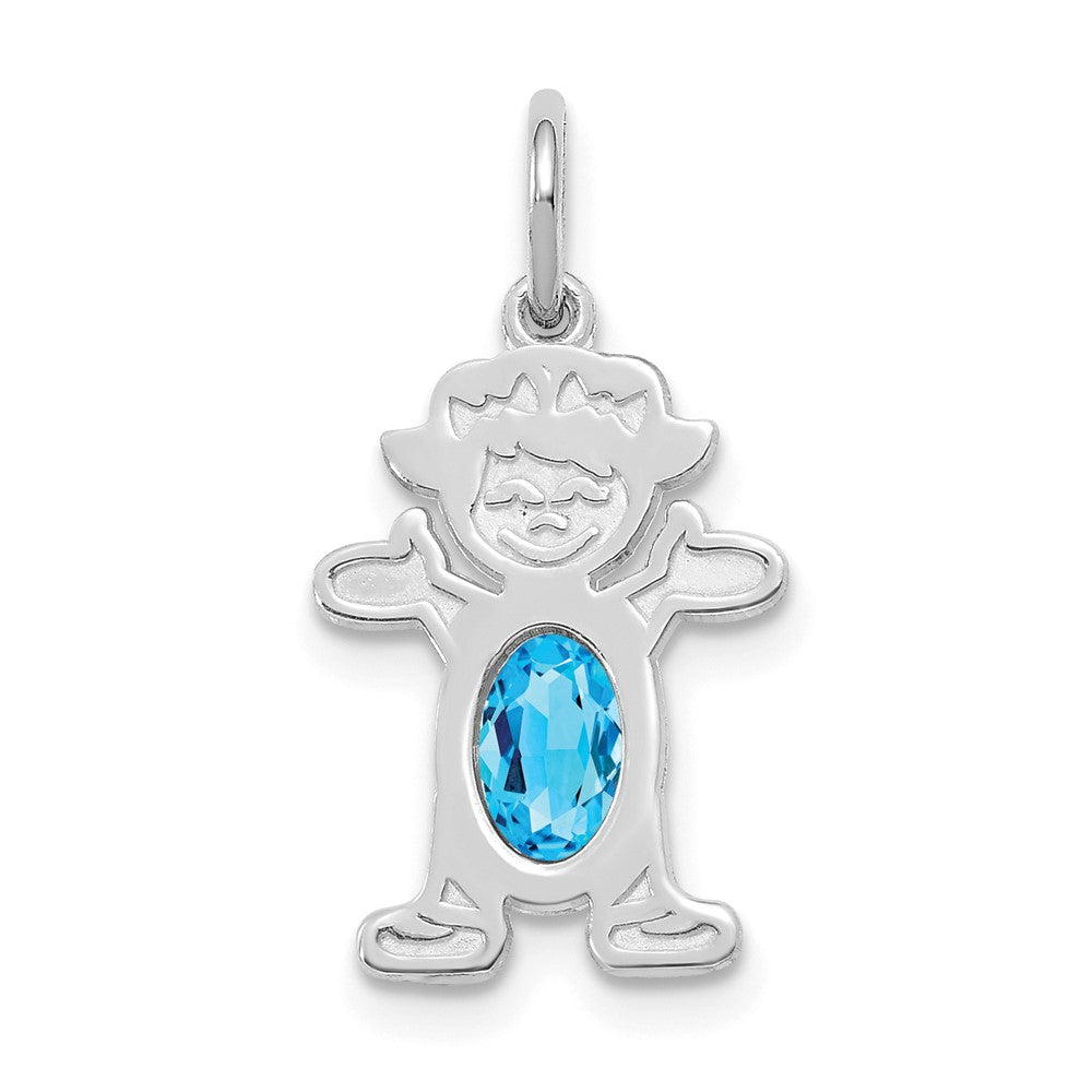 Girl Charm 6x4 Oval Genuine Blue Topaz-December - WBC