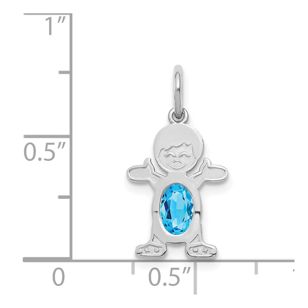 Boy Charm 6x4 Oval Genuine Blue Topaz-December - WBC