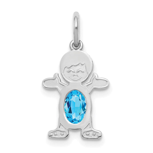 Boy Charm 6x4 Oval Genuine Blue Topaz-December - WBC