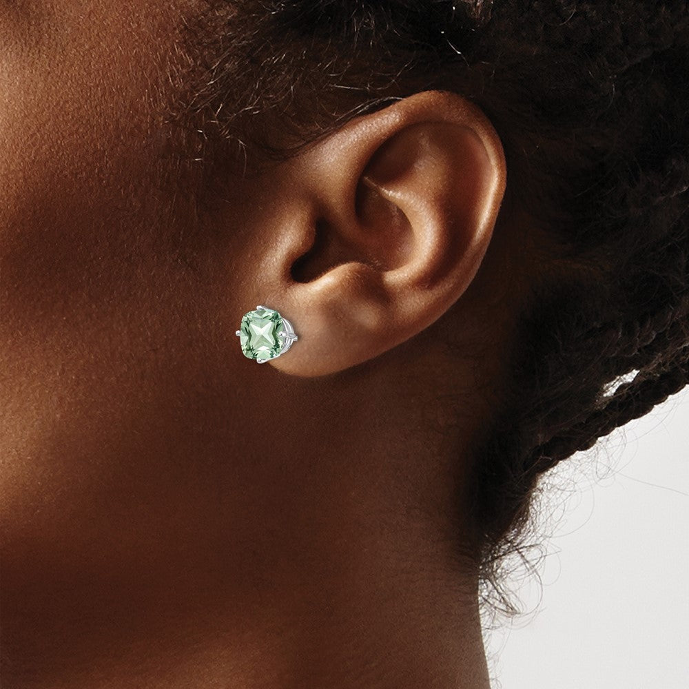 Cushion Green Quartz Post Earrings - WBC