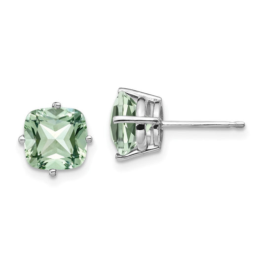 Cushion Green Quartz Post Earrings - WBC