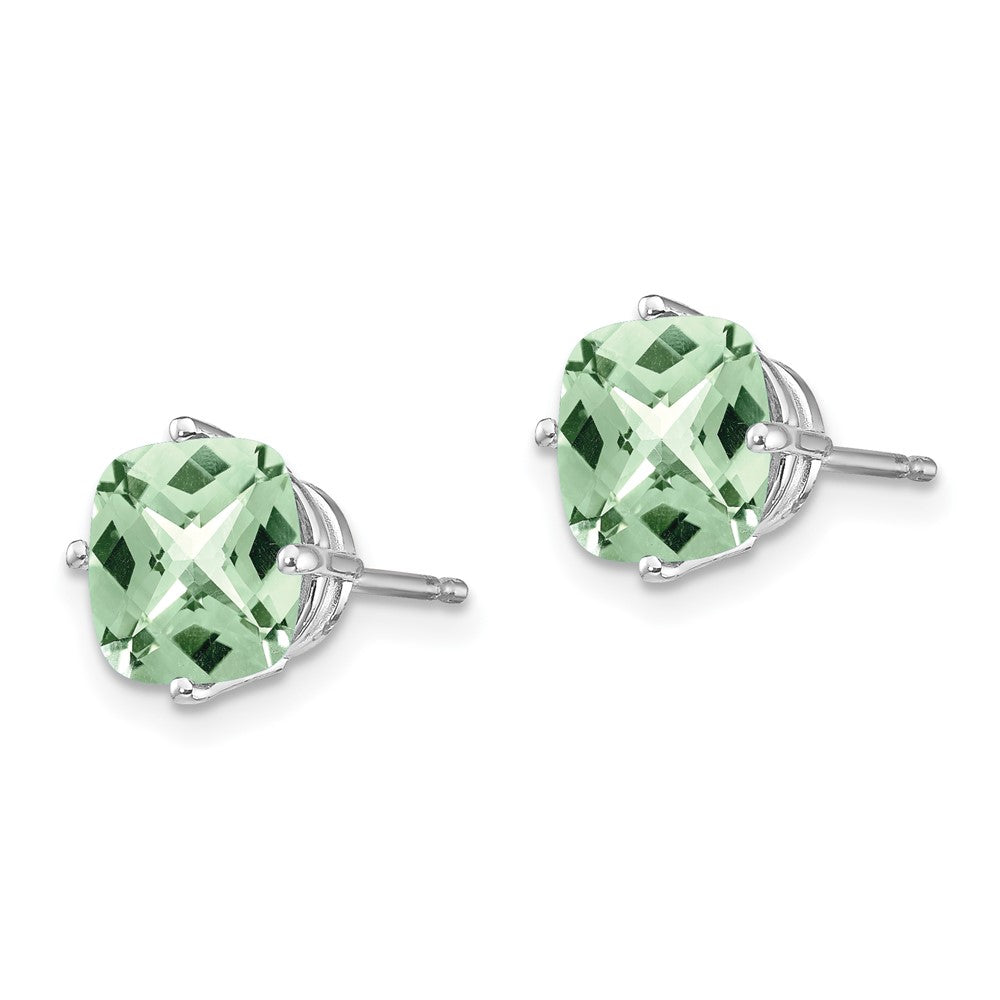 Cushion Green Quartz Checkerboard Post Earrings - WBC