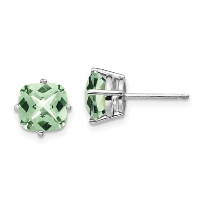 Cushion Green Quartz Checkerboard Post Earrings - WBC