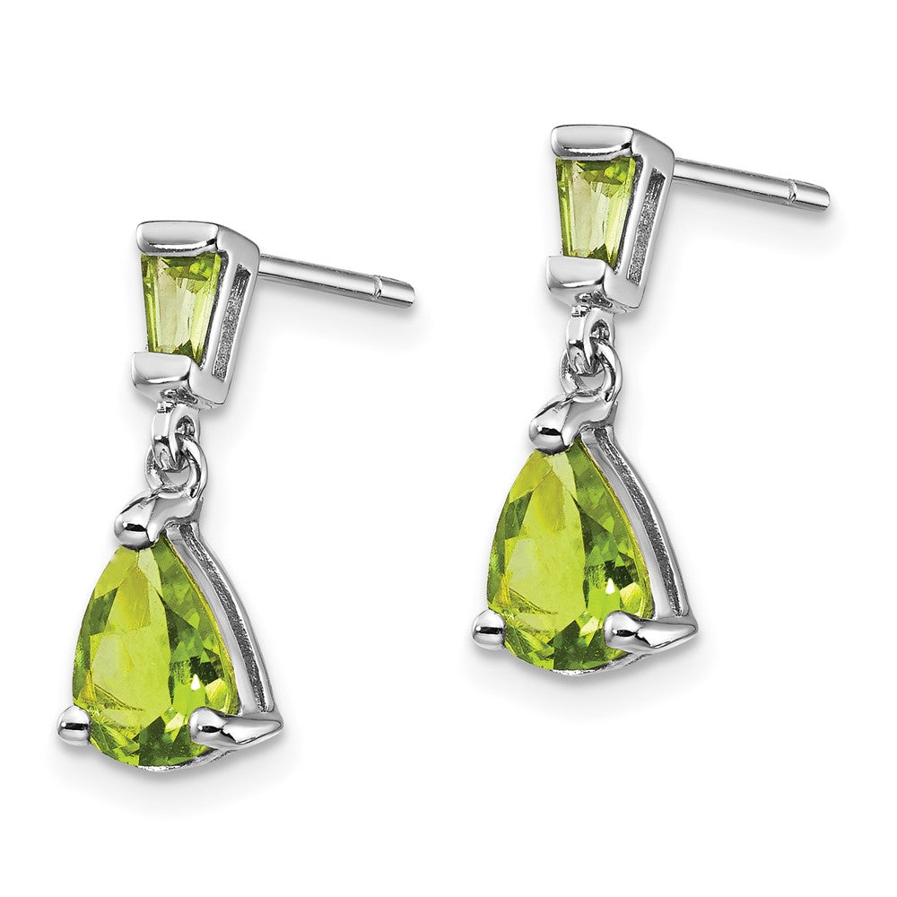Pear/Baguette Peridot Dangle Post Earrings - WBC