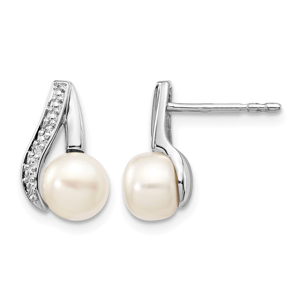 6- Button Freshwater Cultured Pearl and .02 carat Diamond Post Earrings - WBC