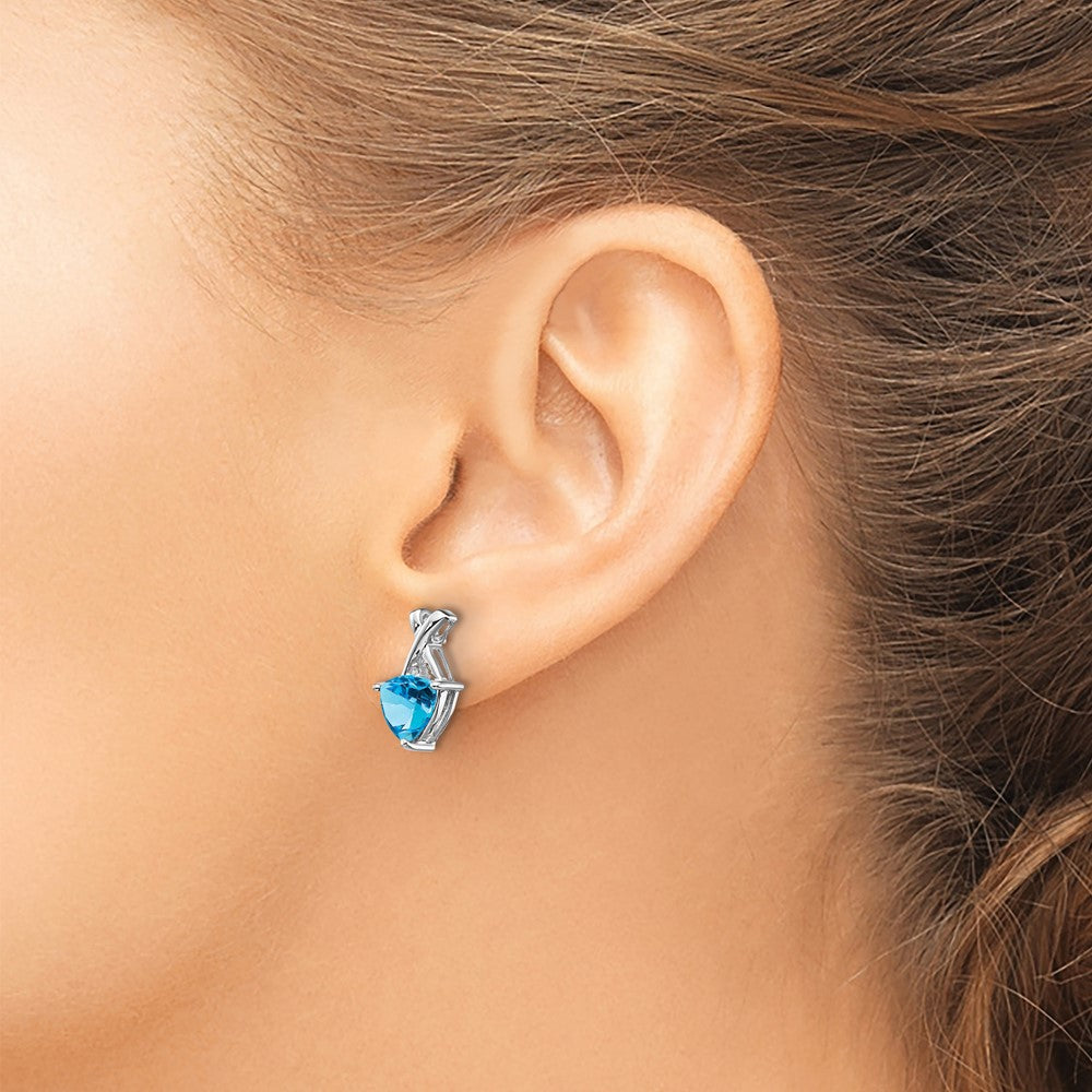 Trillion Blue Topaz and Topaz -X- Post Earrings - WBC