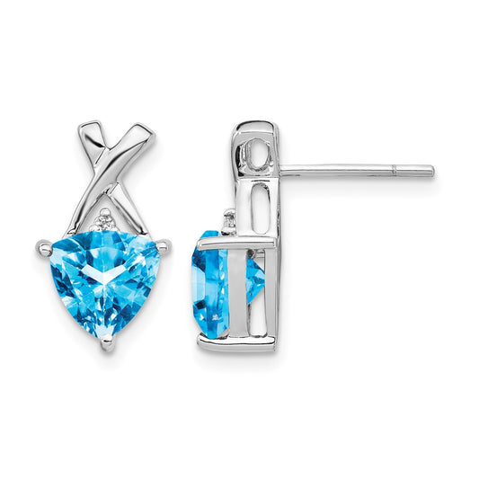 Trillion Blue Topaz and Topaz -X- Post Earrings - WBC
