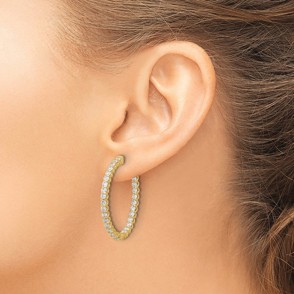 2.9 carat Diamond In/Out Oval Hoop w/Safety Clasp Earrings - WBC