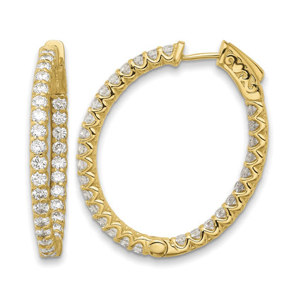 2.9 carat Diamond In/Out Oval Hoop w/Safety Clasp Earrings - WBC