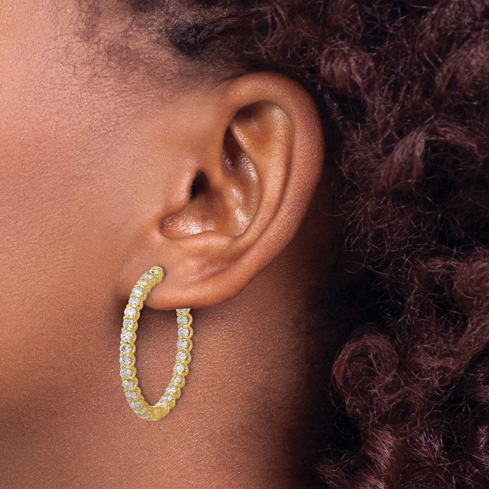 3.1 carat Diamond In/Out Oval Hoop w/Safety Clasp Earrings - WBC
