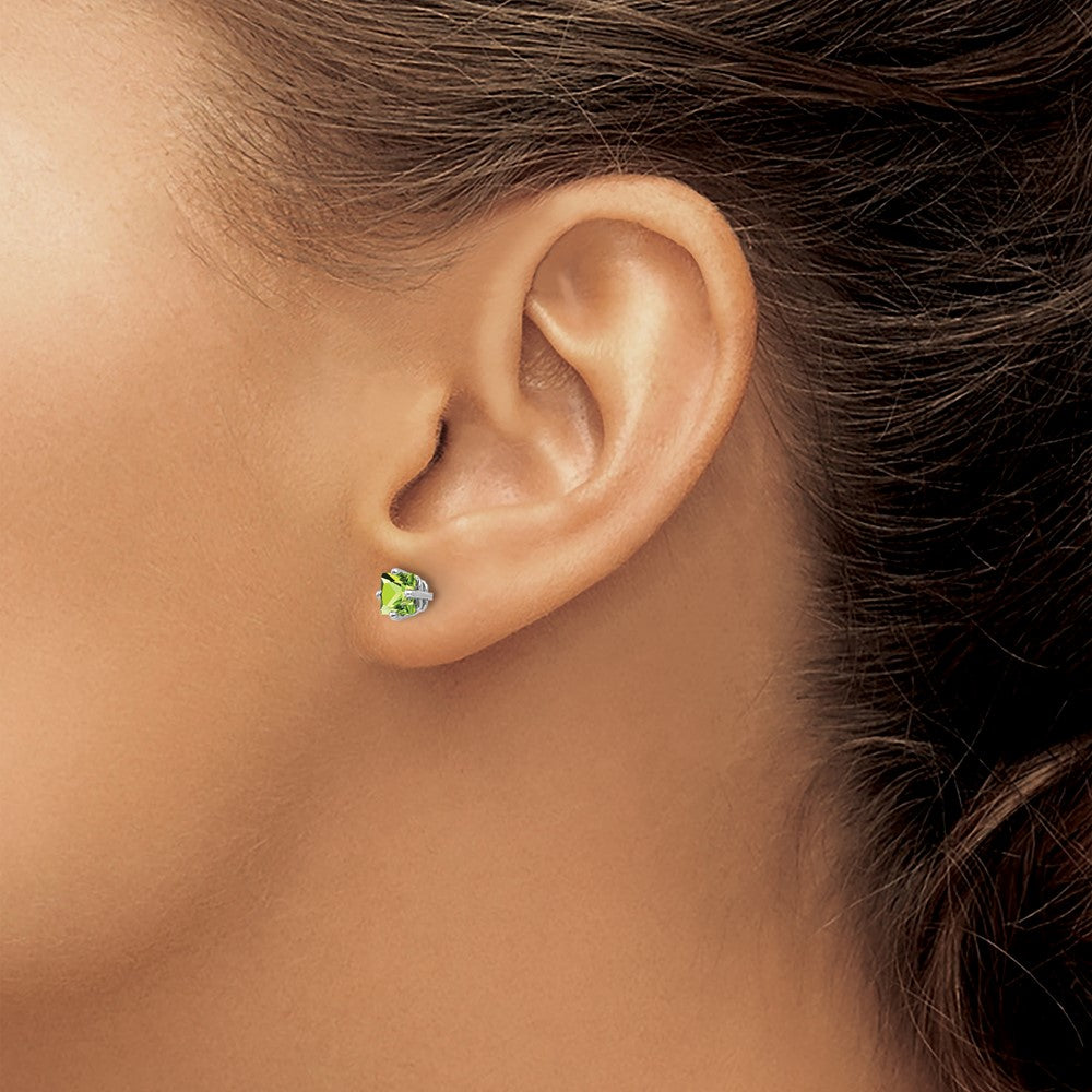 Square Step-Cut Peridot Post Earrings - WBC