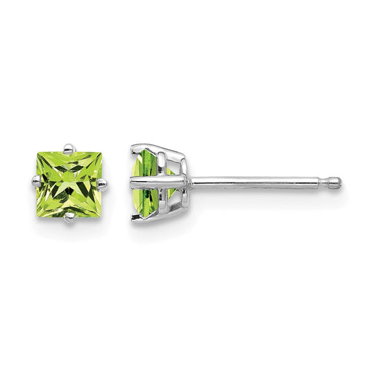 Square Step-Cut Peridot Post Earrings - WBC
