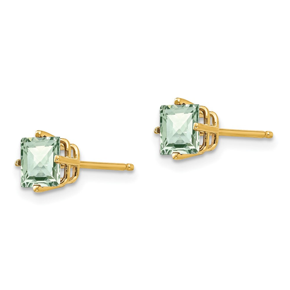Square Checker-Cut Green Quartz Post Earrings - WBC