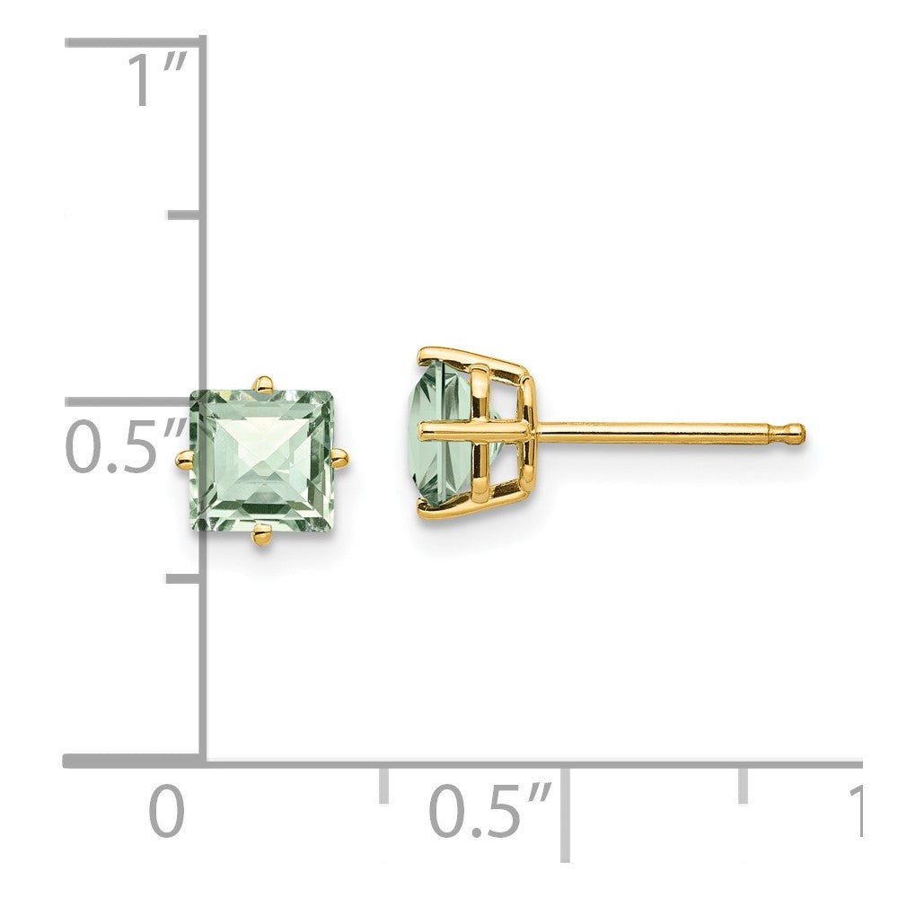 Square Checker-Cut Green Quartz Post Earrings - WBC