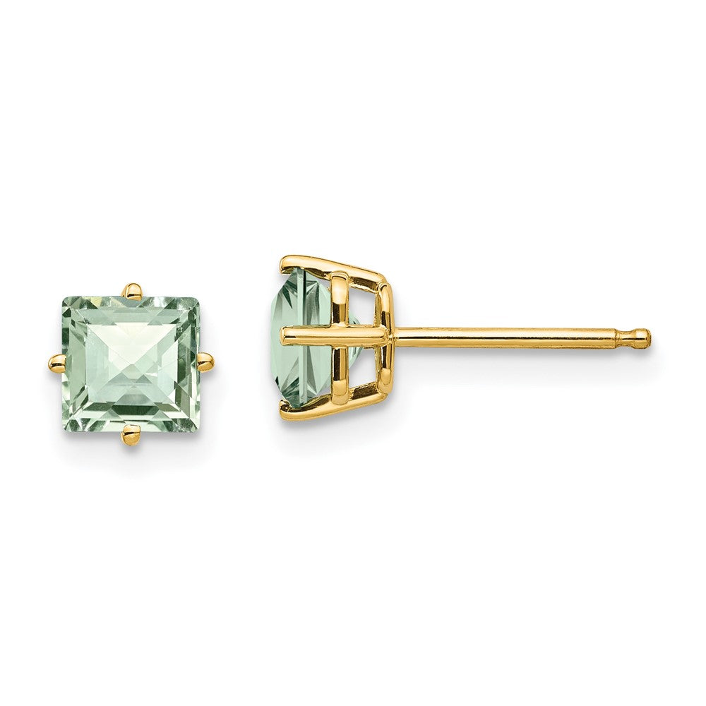 Square Checker-Cut Green Quartz Post Earrings - WBC