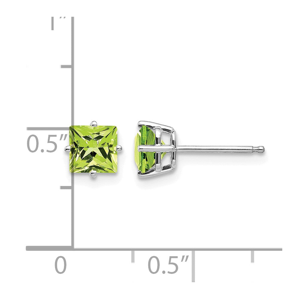 Square Step-Cut Peridot Post Earrings - WBC