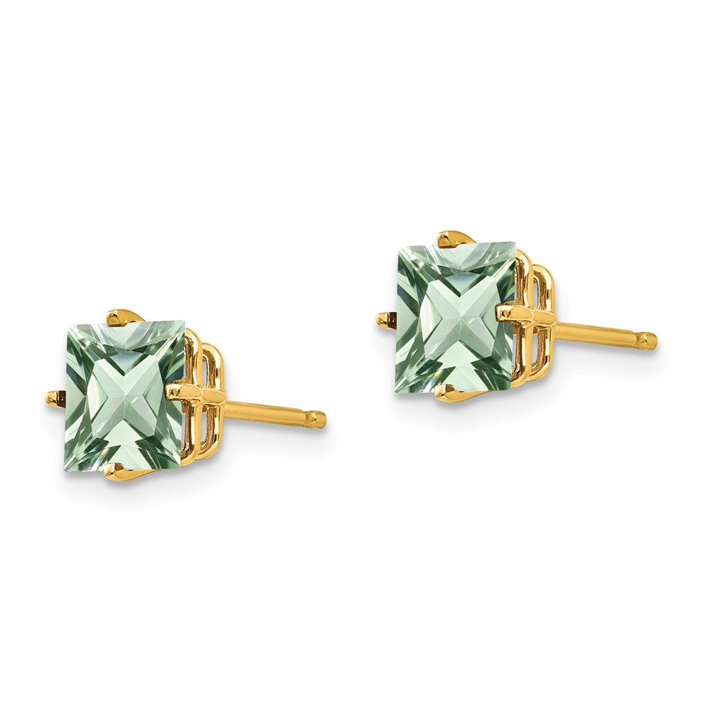 Square Green Quartz Post Earrings - WBC