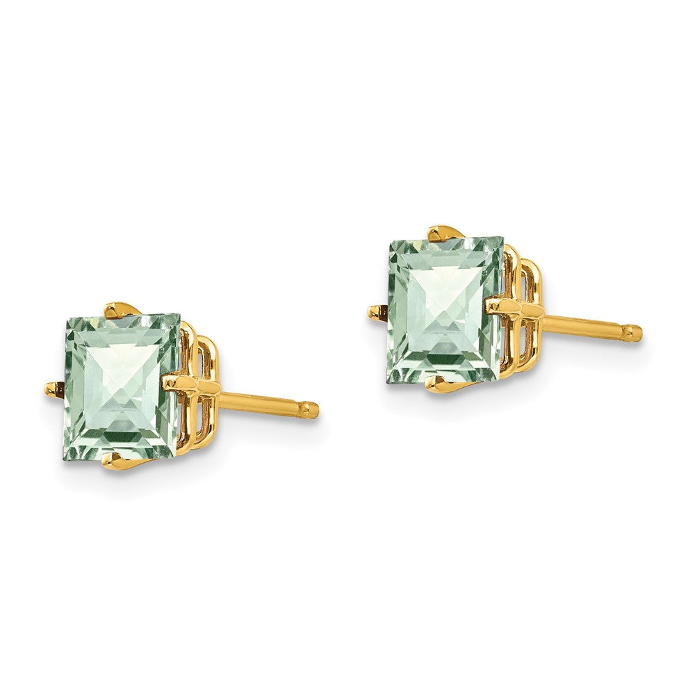 Square Checker-Cut Green Quartz Post Earrings - WBC