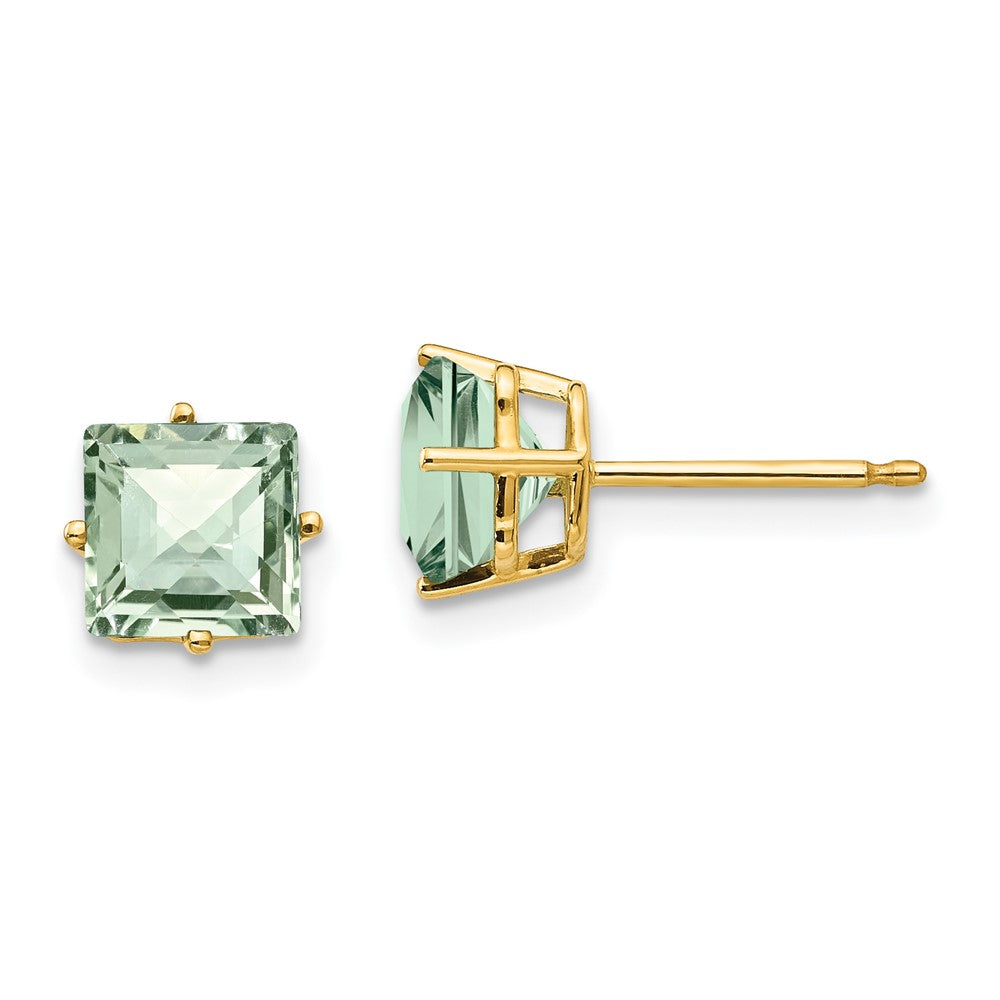 Square Checker-Cut Green Quartz Post Earrings - WBC