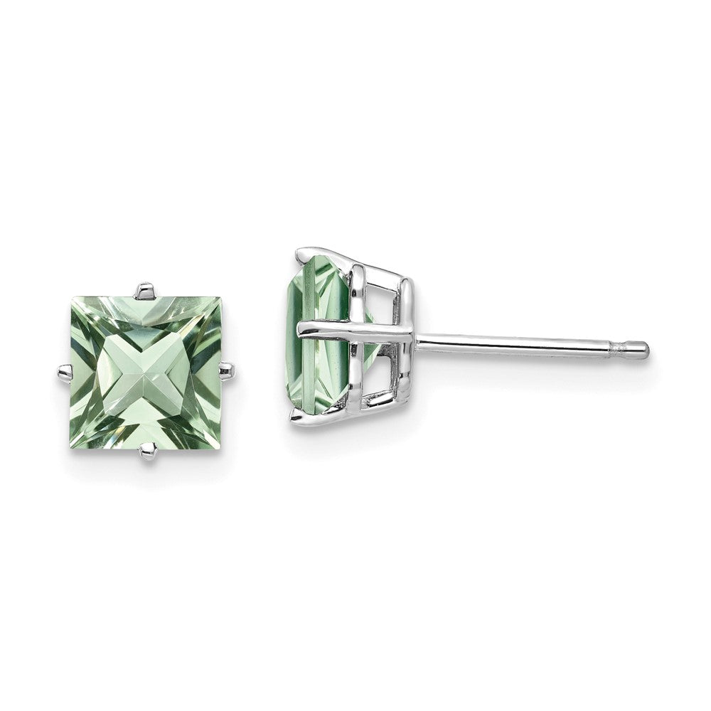 Square Green Quartz Post Earrings - WBC