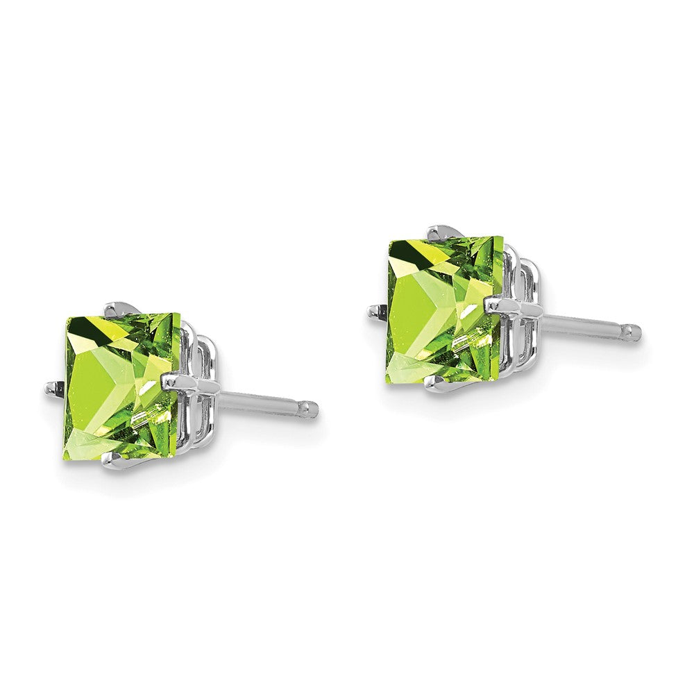 Square Step-Cut Peridot Post Earrings - WBC