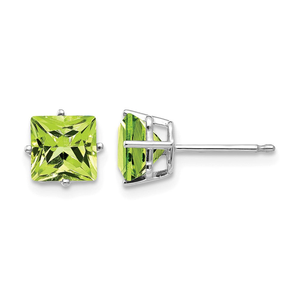 Square Step-Cut Peridot Post Earrings - WBC