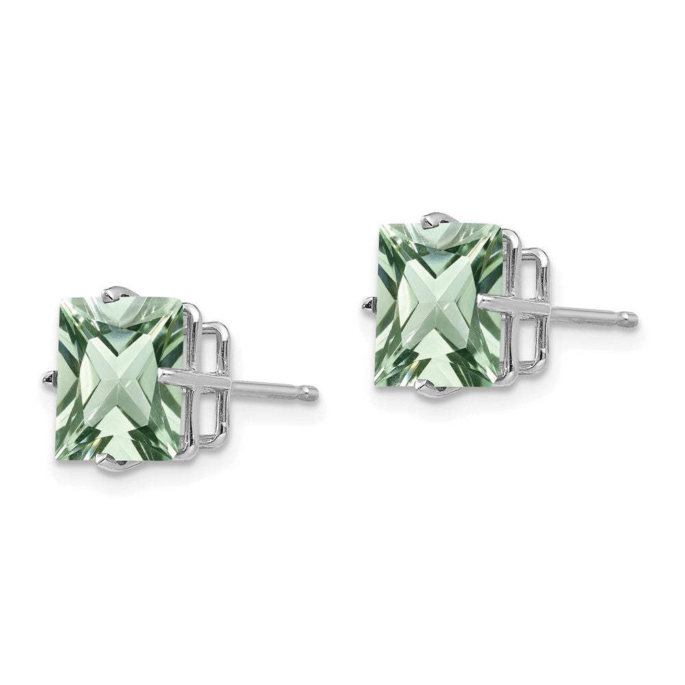 4-Prong Princess Green Quartz Post Earrings - WBC