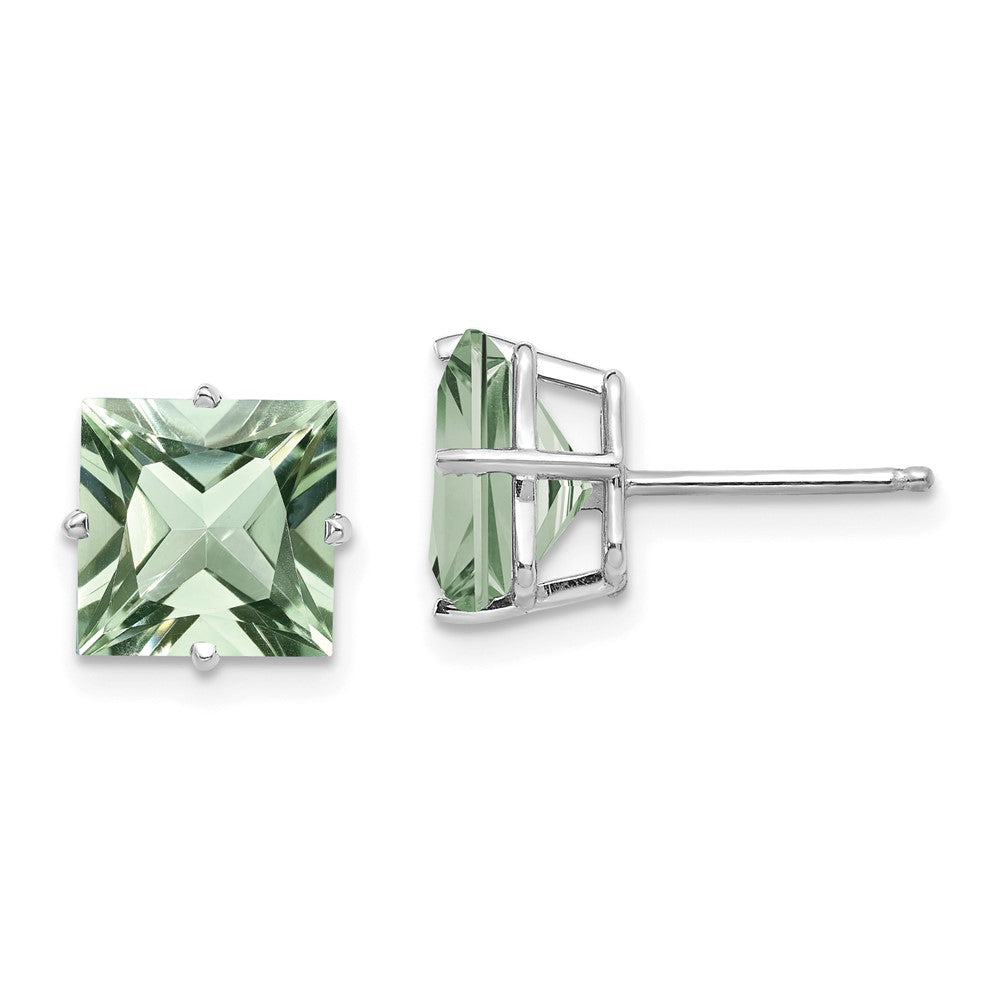 4-Prong Princess Green Quartz Post Earrings - WBC