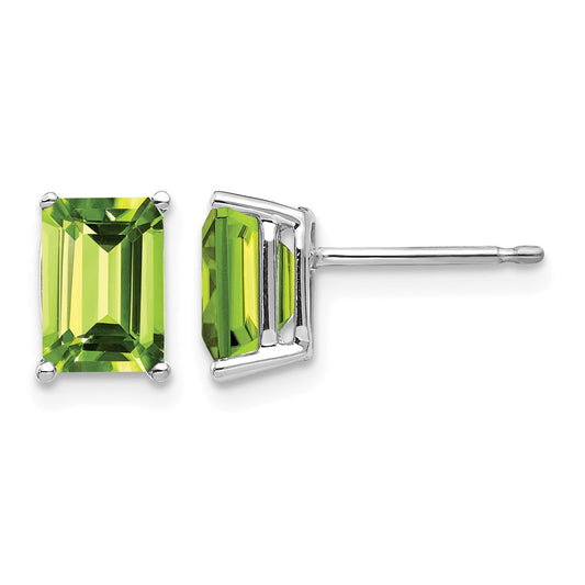 Emerald-Cut Peridot Post Earrings - WBC