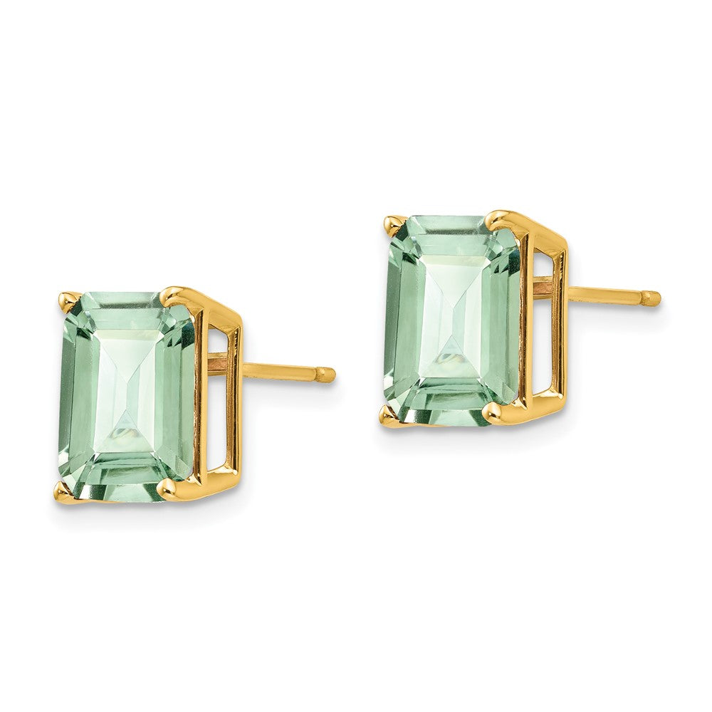Emerald-Cut Green Quartz Post Earrings - WBC