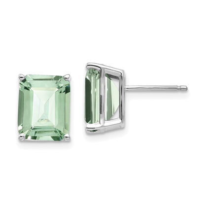 Emerald-Cut Green Quartz Post Earrings - WBC
