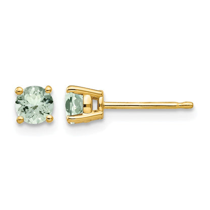 Round Green Quartz Post Earrings - WBC