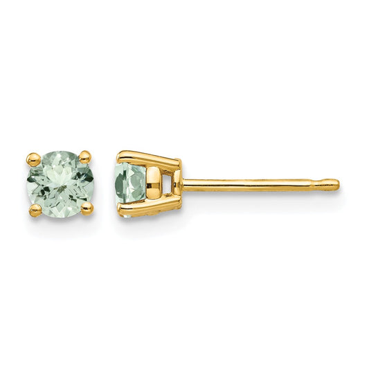 Round Green Quartz Post Earrings - WBC