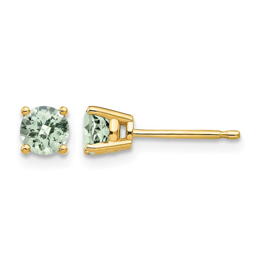 Round Checker-Cut Green Quartz Post Earrings - WBC